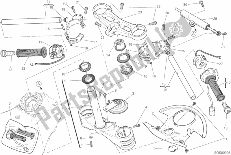 Todas las partes para Semimanubri - Ammortizzatore Di Sterzo de Ducati Superbike 959 Panigale ABS Brasil 2018